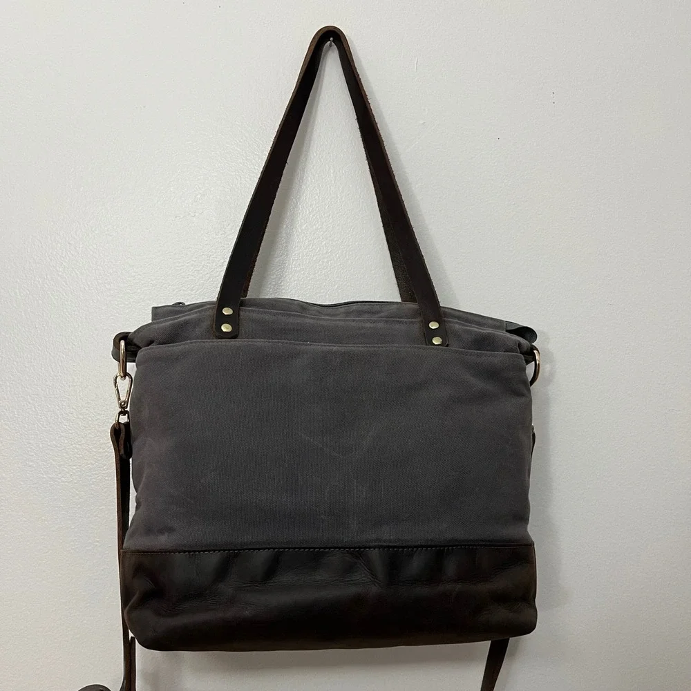 Forest Weathered Durable Canvas Leather Bottom Messenger Bag Utility Men Unisex